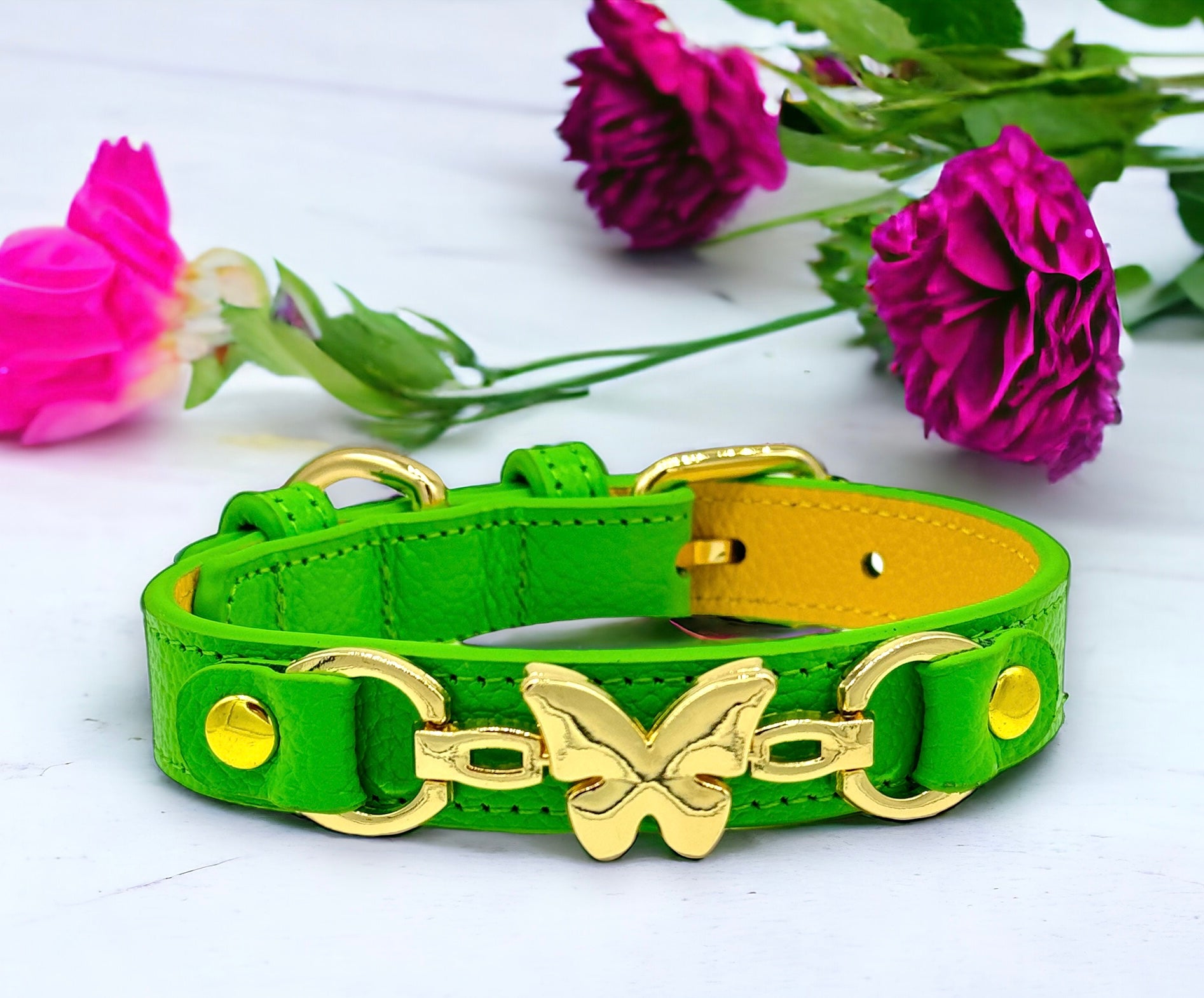 BUTTERFLY Handmade Leather Dog Collar