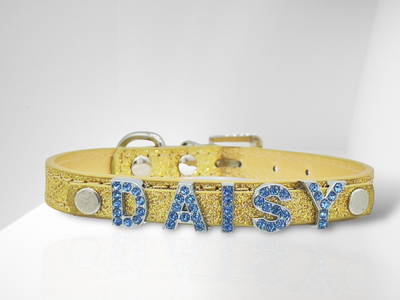 ALPHABET Brilliance Personalized Handmade PU Leather Dog Collar