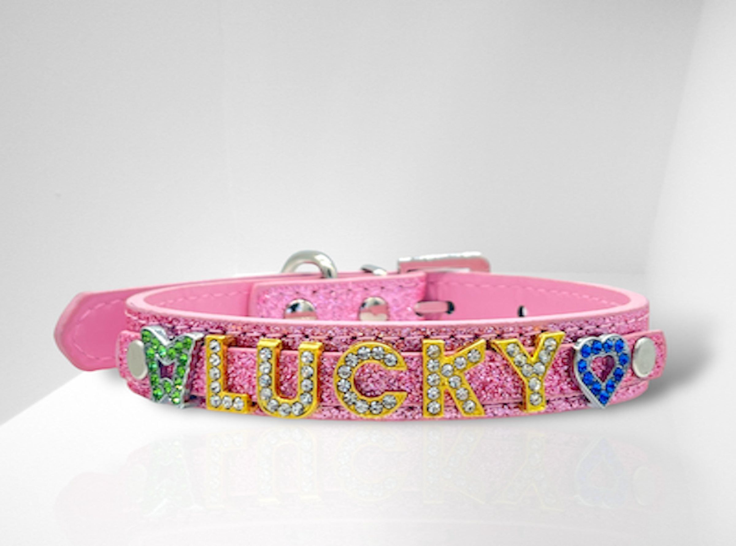 Dog Boutique-Pink Rhinestone Slide collar Letters-Bloomingtails Dog Boutique