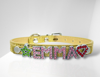 ALPHABET Brilliance Personalized Handmade PU Leather Dog Collar