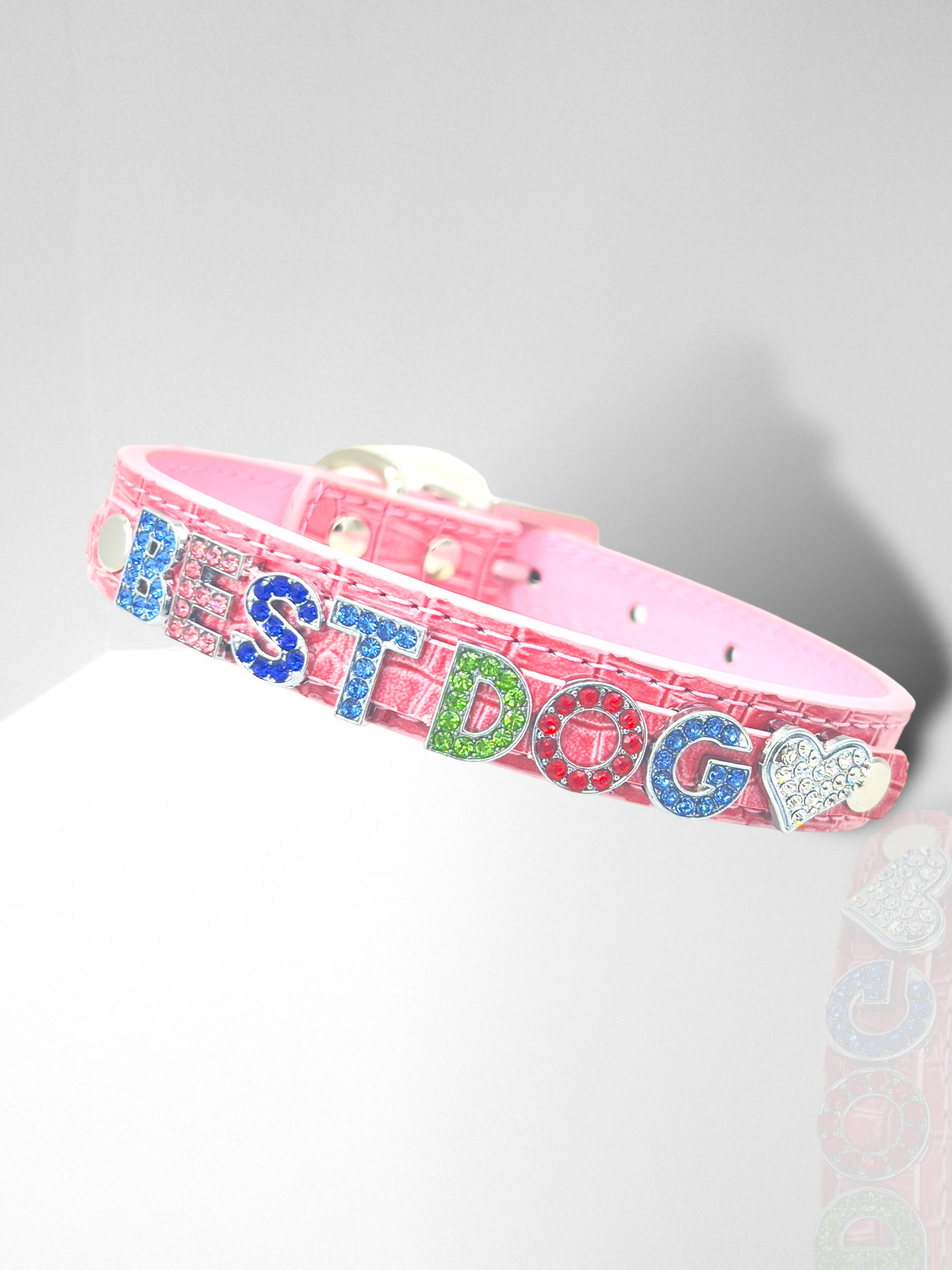 ALPHABET Alligator Texture Personalized Handmade PU Leather Dog Collar