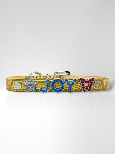 ALPHABET Shine Personalized Handmade PU Leather Dog Collar