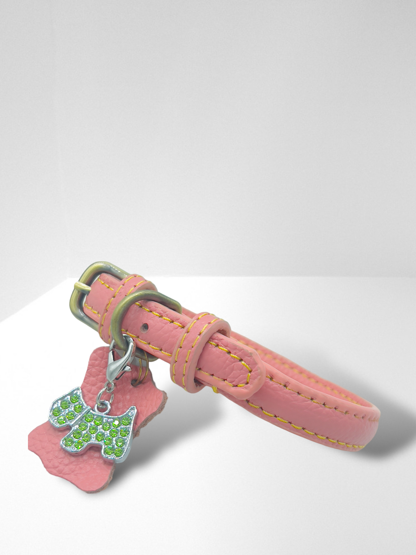 KLASSIC Handmade Leather Dog Collar with Rhinestone Tag