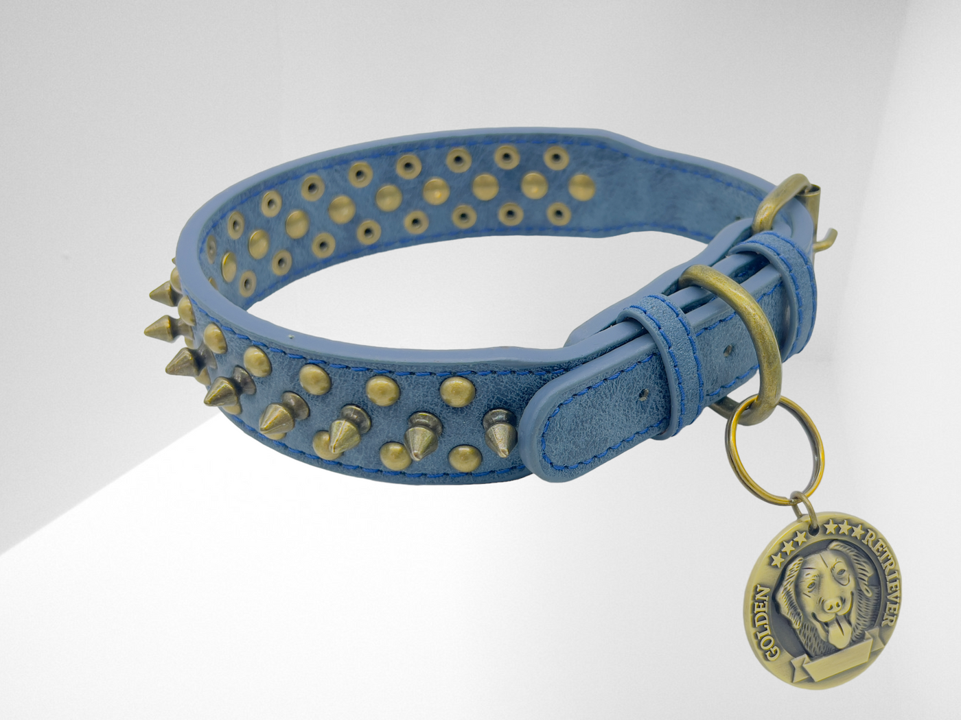 JACK Rivets Handmade PU Leather Dog Collar