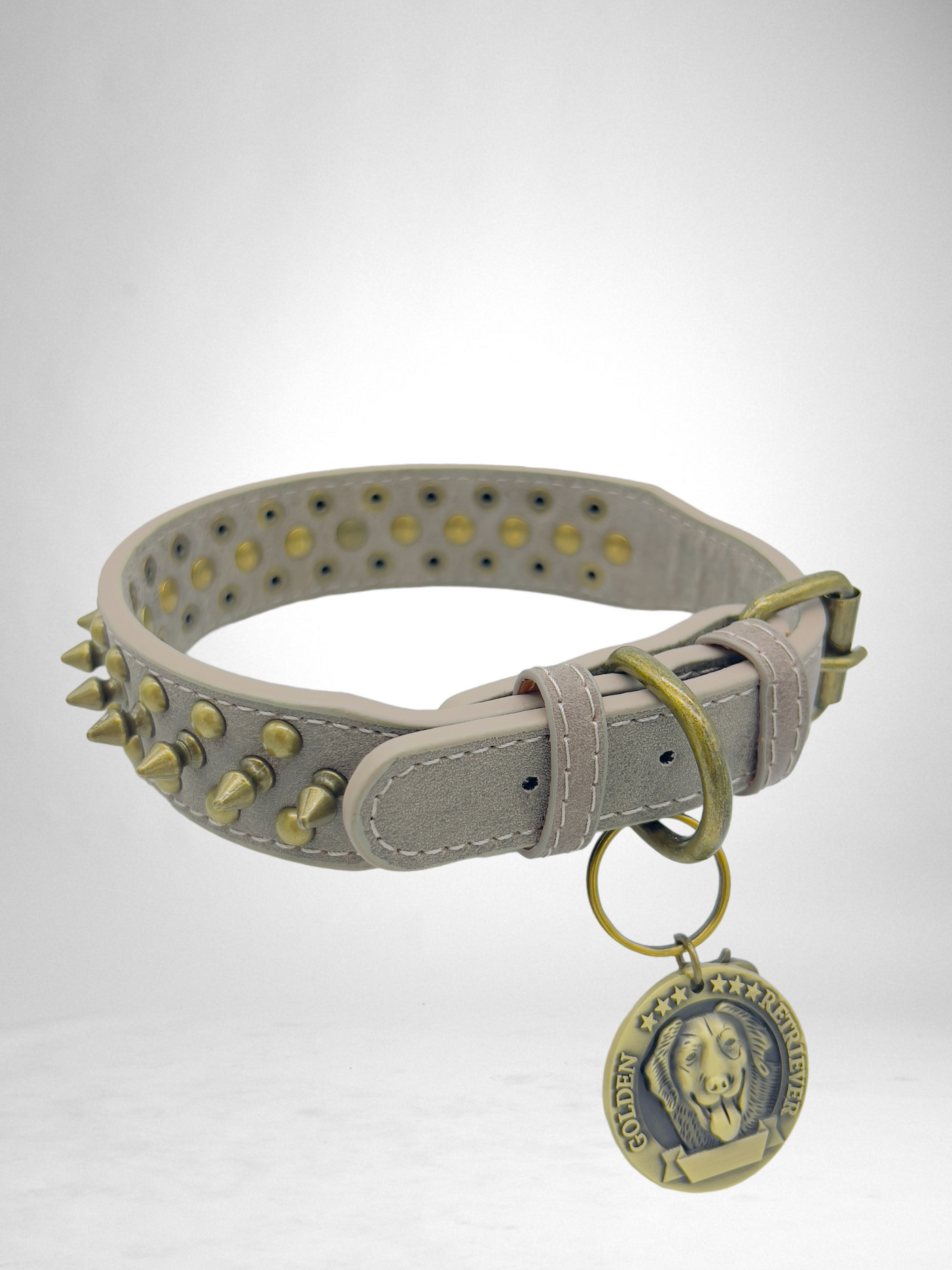 JACK Rivets Handmade PU Leather Dog Collar