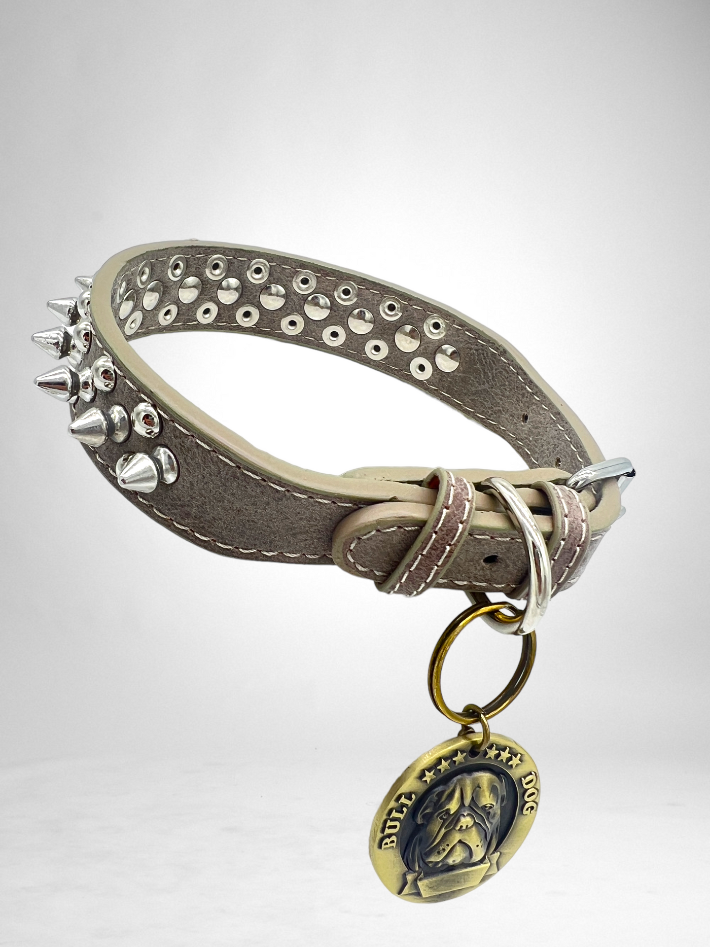 JACK Rivets Handmade PU Leather Dog Collar