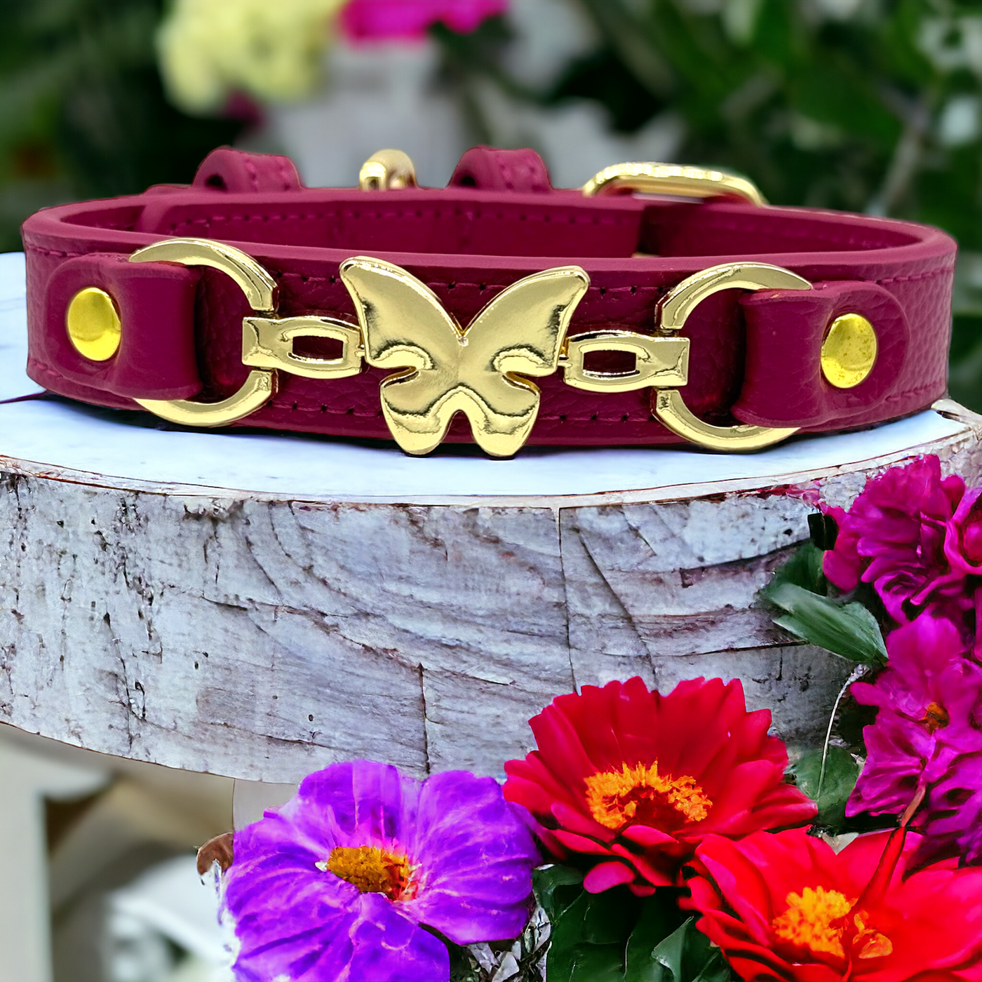 BUTTERFLY Handmade Leather Dog Collar