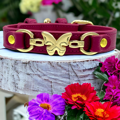 BUTTERFLY Handmade Leather Dog Collar