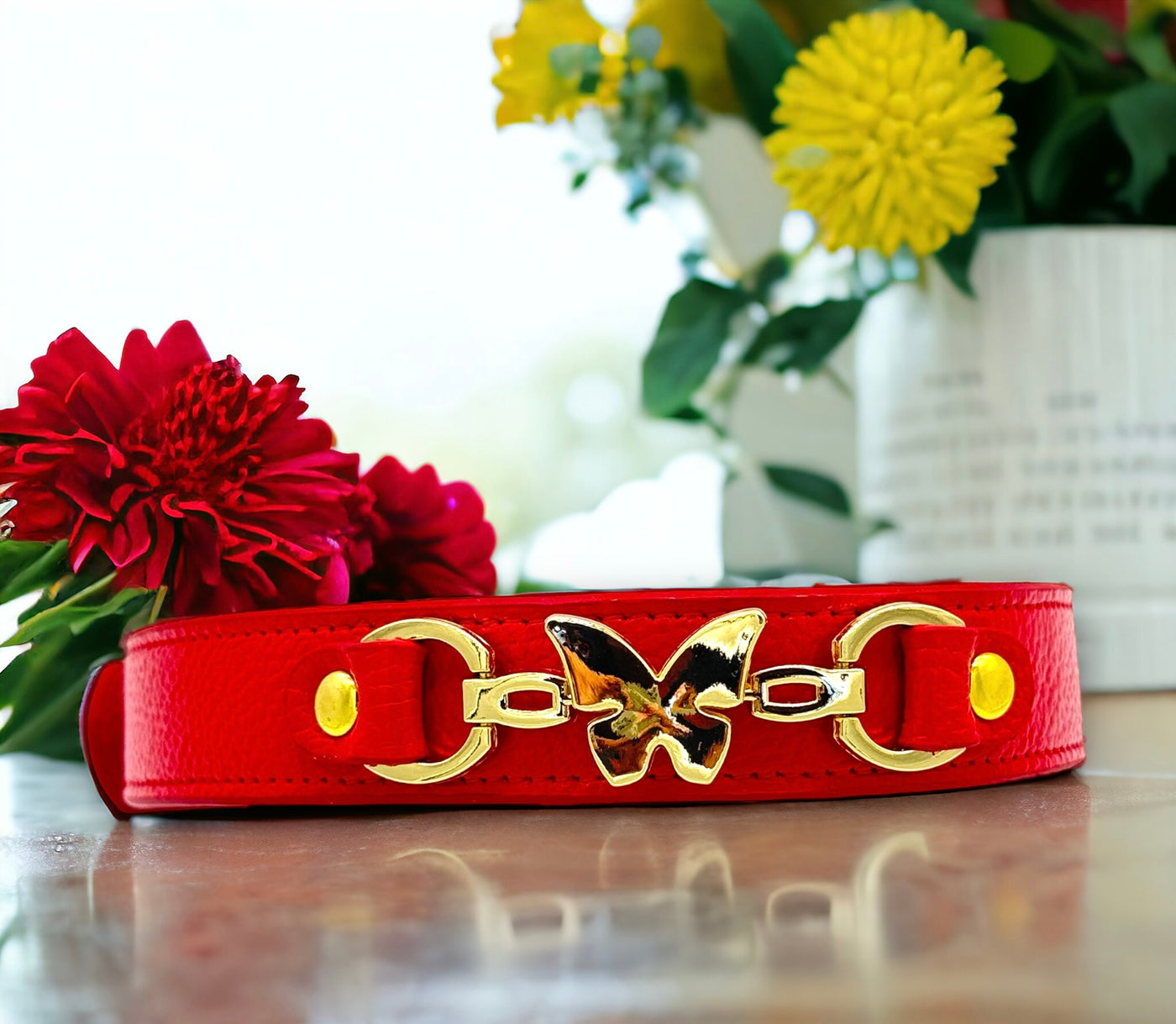 BUTTERFLY Handmade Leather Dog Collar