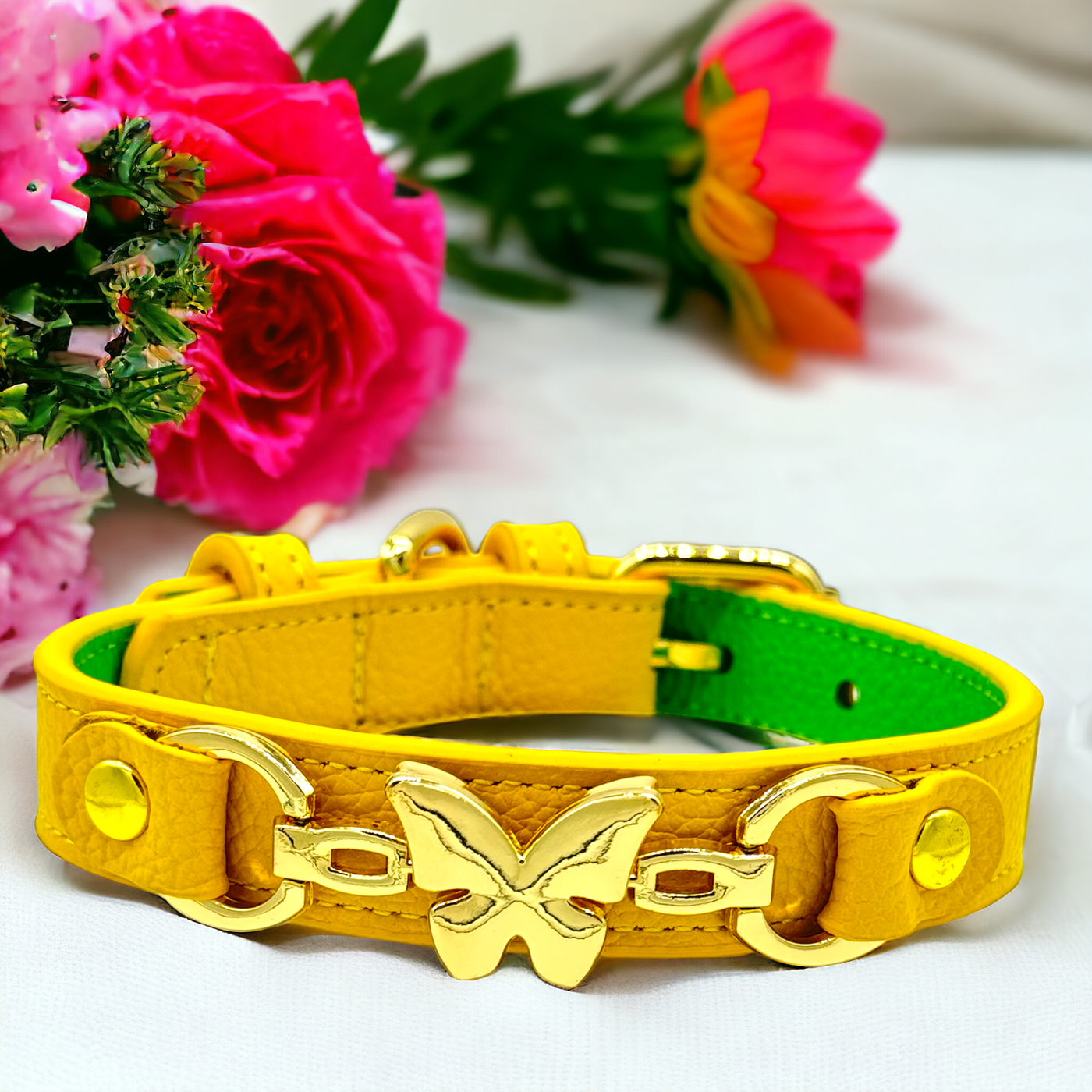 BUTTERFLY Handmade Leather Dog Collar