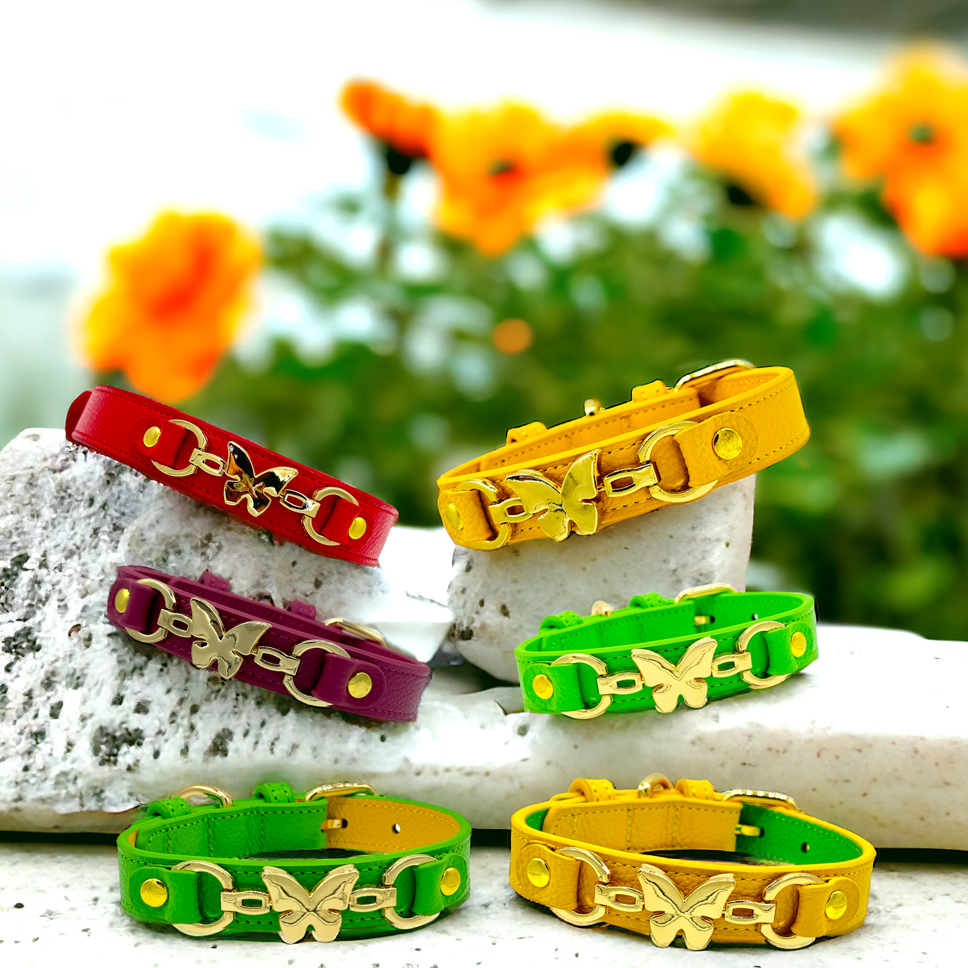 BUTTERFLY Handmade Leather Dog Collar