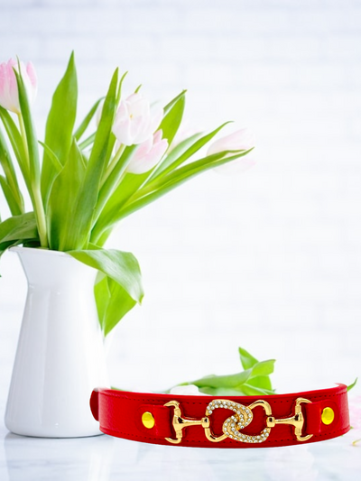 "D" Diamond Handmade Leather Dog Collar