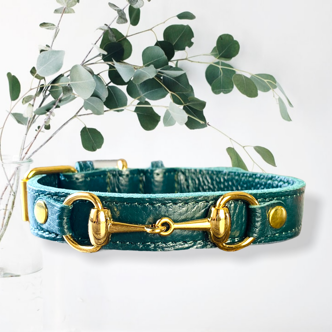 PRINCESS GRACE Handmade Leather Dog Collar (Dark Forest)