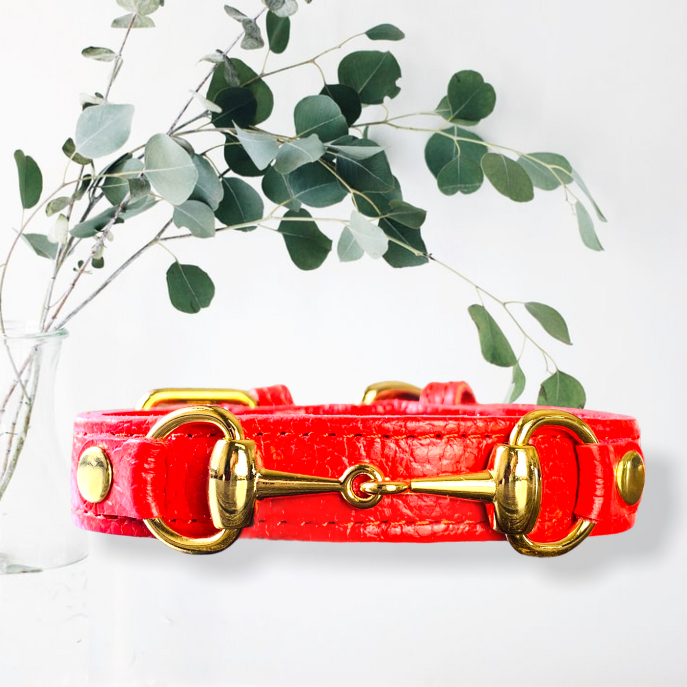 PRINCESS GRACE Handmade Leather Dog Collar (Maroon)