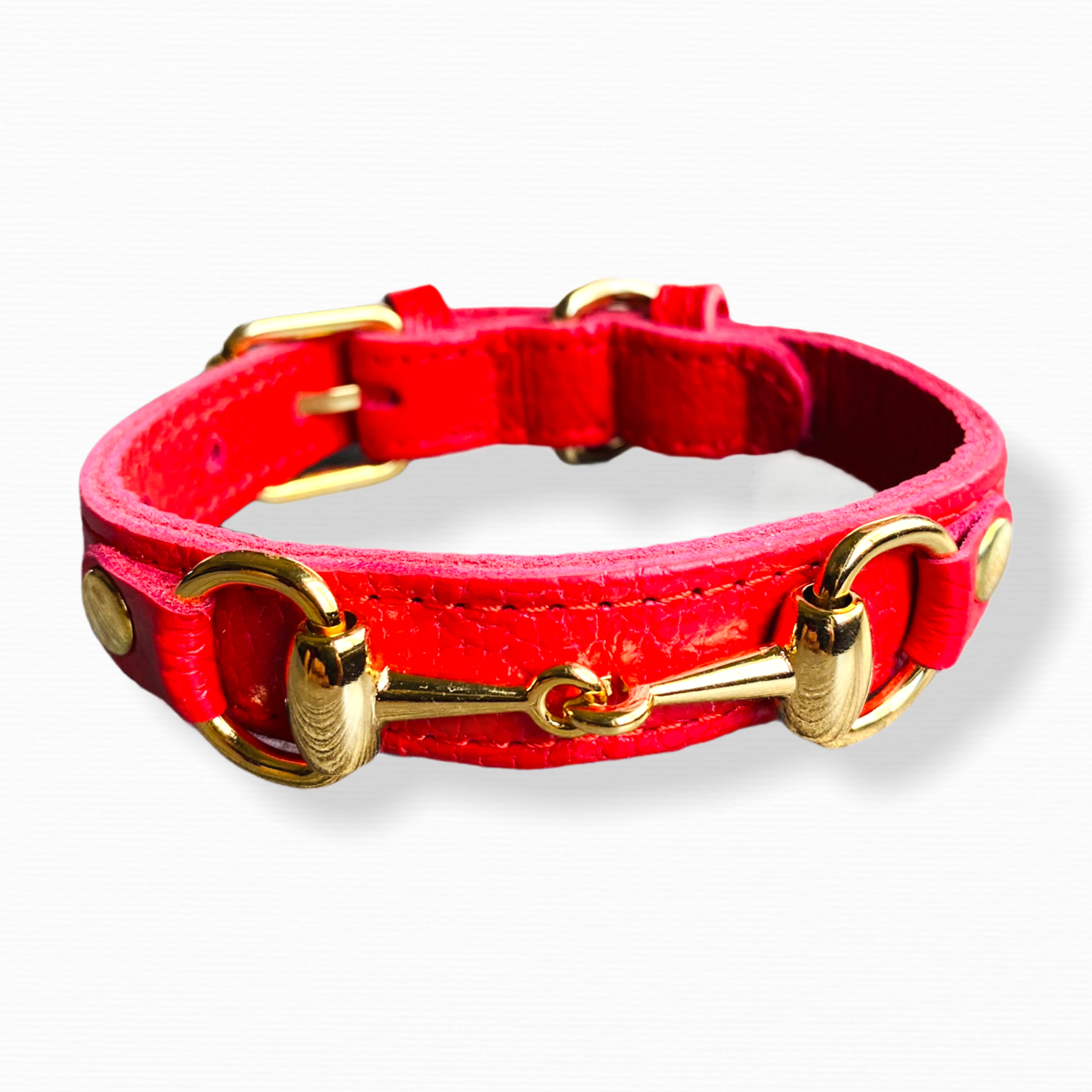 PRINCESS GRACE Handmade Leather Dog Collar (Maroon)
